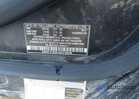 2018 Mclaren 720S Luxury/Performance z USA, uszkodzony, nr VIN SBM14DCA7JW000412